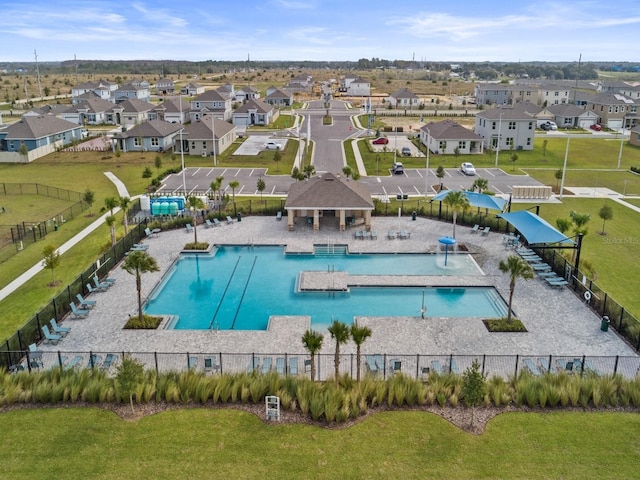 view of swimming pool with a patio area