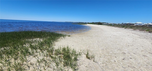 view of water feature featuring a beach view