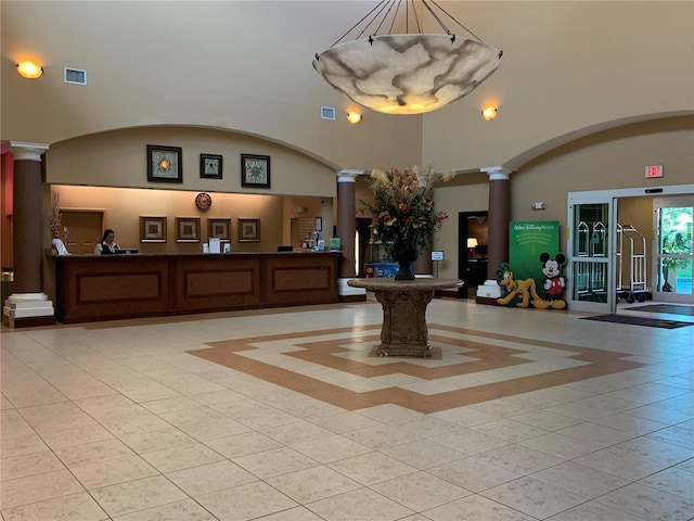 interior space featuring ornate columns