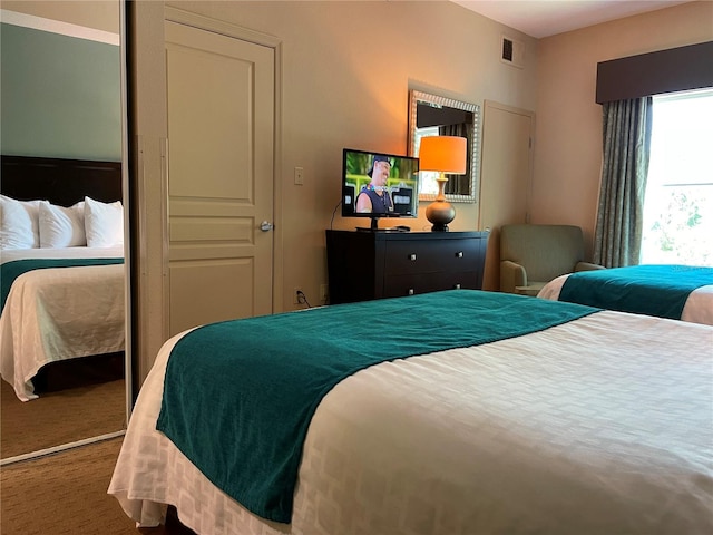 bedroom featuring a closet and carpet flooring