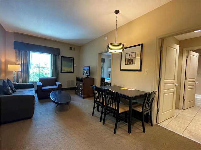 view of carpeted dining room