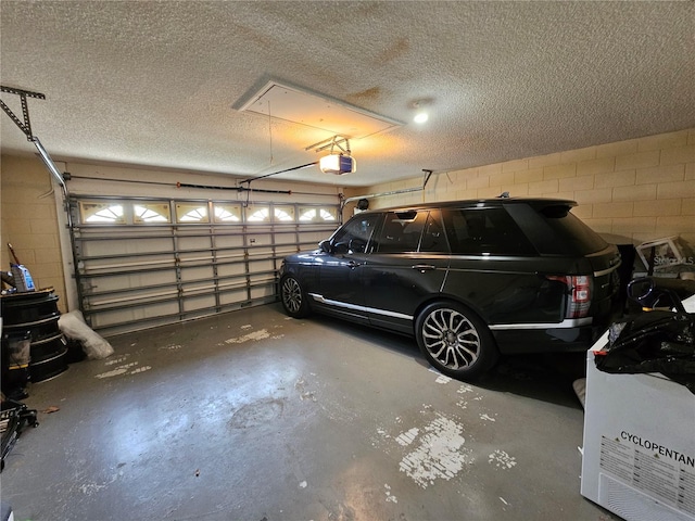 garage with a garage door opener