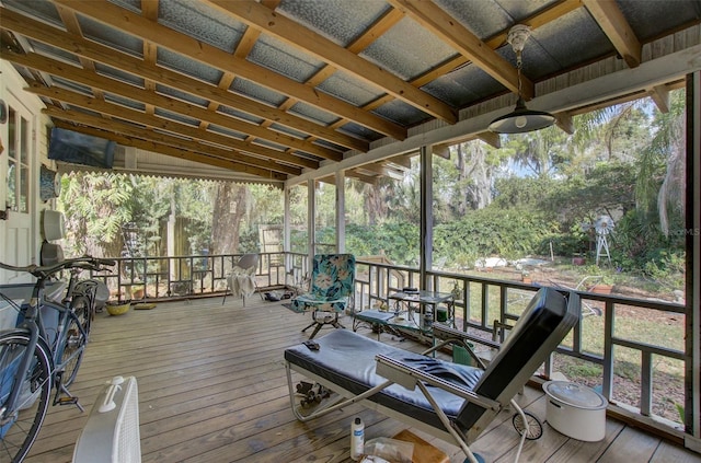 wooden terrace with ceiling fan