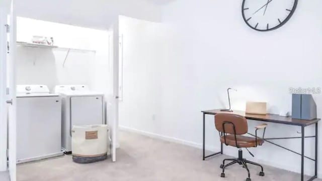 home office featuring separate washer and dryer