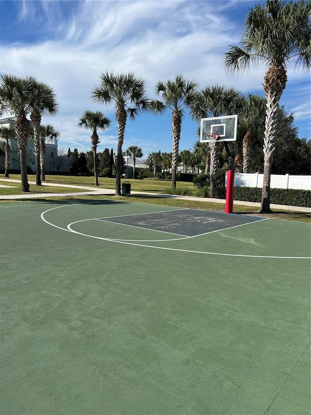 view of sport court featuring community basketball court and fence