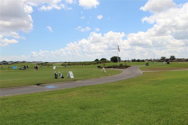 view of property's community featuring a yard