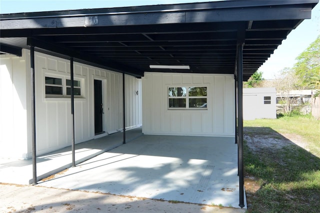 view of patio featuring a carport