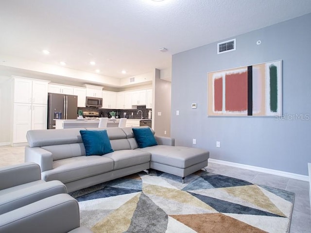 view of tiled living room