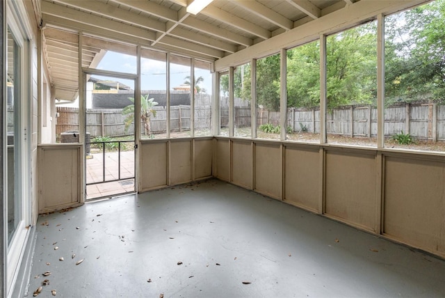 view of unfurnished sunroom