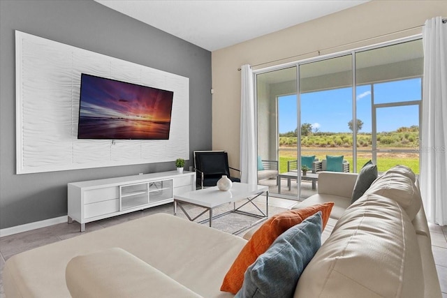 view of tiled living room