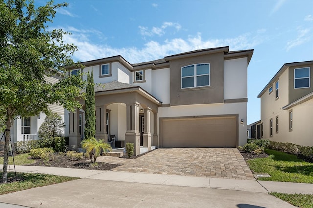 view of front of house with a garage