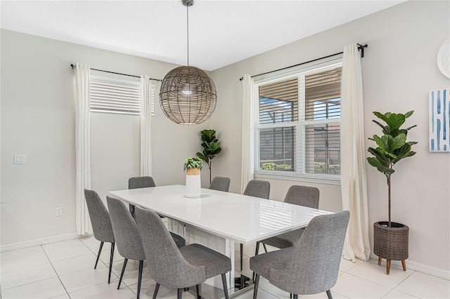 dining room with light tile floors