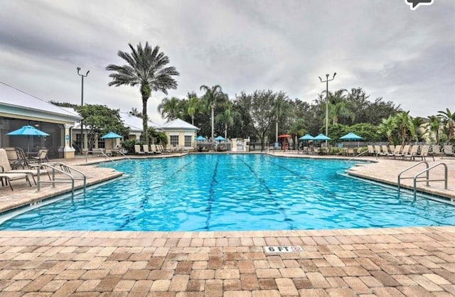 view of pool featuring a patio area