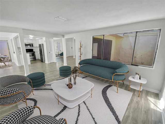 living room featuring light hardwood / wood-style floors