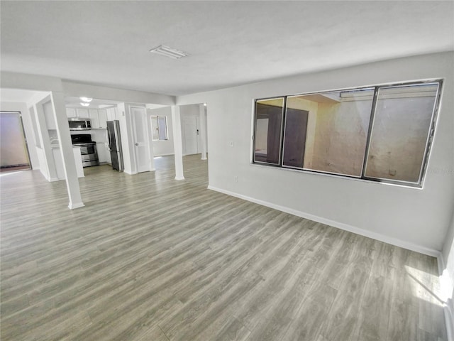 unfurnished living room featuring light hardwood / wood-style flooring