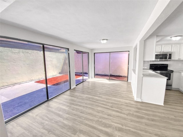 interior space featuring light wood-type flooring and sink