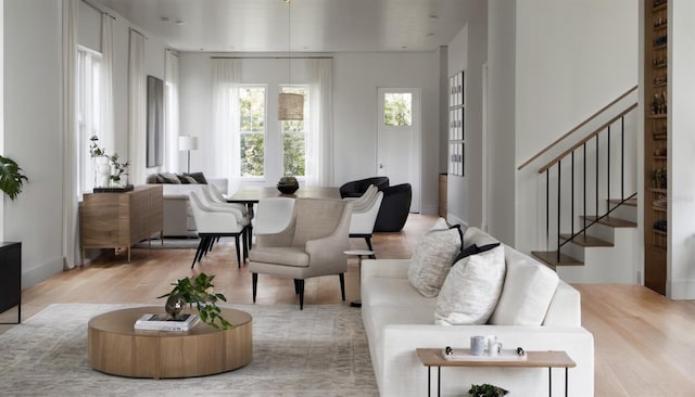 living room featuring light hardwood / wood-style flooring