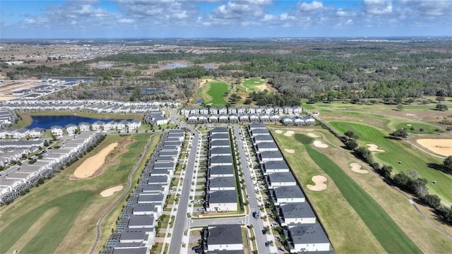 drone / aerial view featuring view of golf course