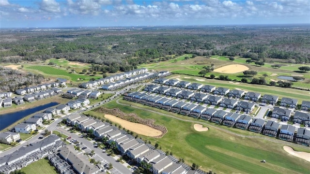 drone / aerial view with golf course view