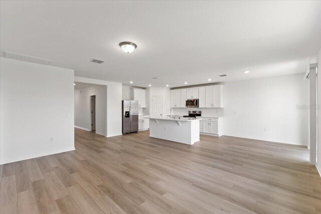 unfurnished living room featuring light hardwood / wood-style floors