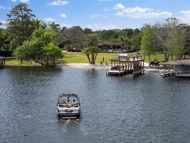 view of water feature featuring a dock