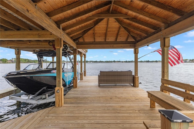 view of dock featuring a water view