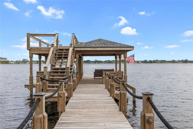 view of dock featuring a water view