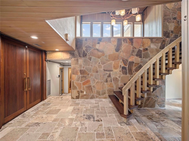 interior space featuring wood ceiling