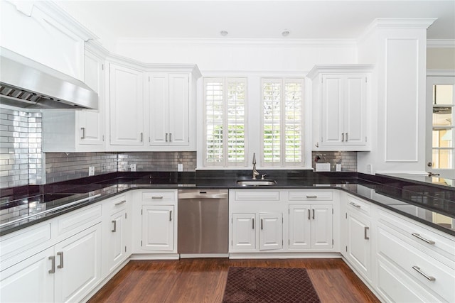 kitchen with sink, dishwasher, and white cabinetry