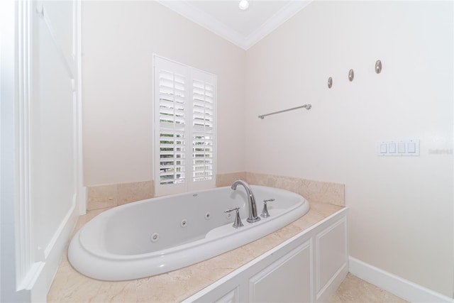 bathroom with crown molding