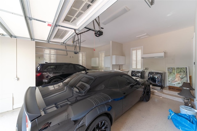 garage with a garage door opener