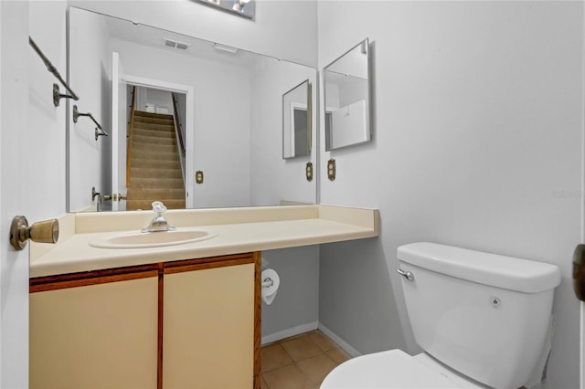 bathroom featuring vanity, toilet, and tile patterned floors