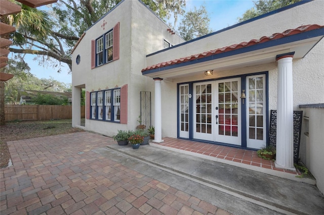 exterior space with french doors and a patio