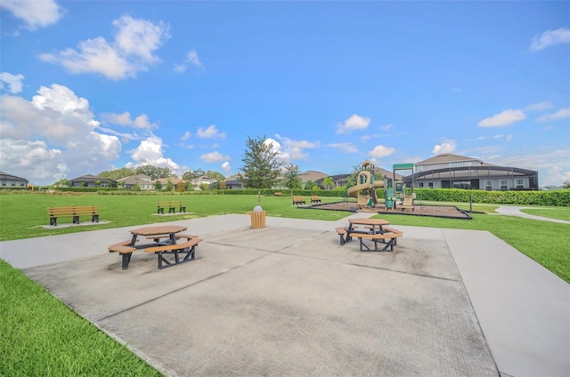 view of patio with a playground