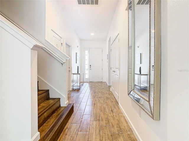 foyer entrance featuring light wood-type flooring