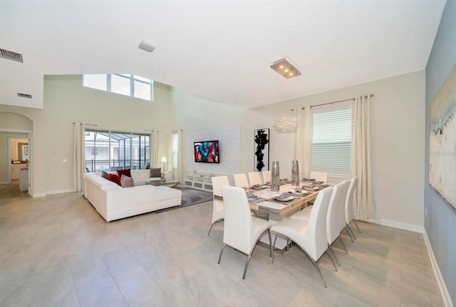 view of tiled dining room