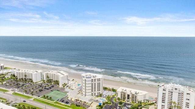 aerial view with a beach view and a water view