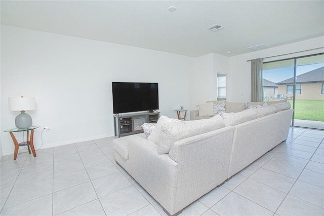 view of tiled living room