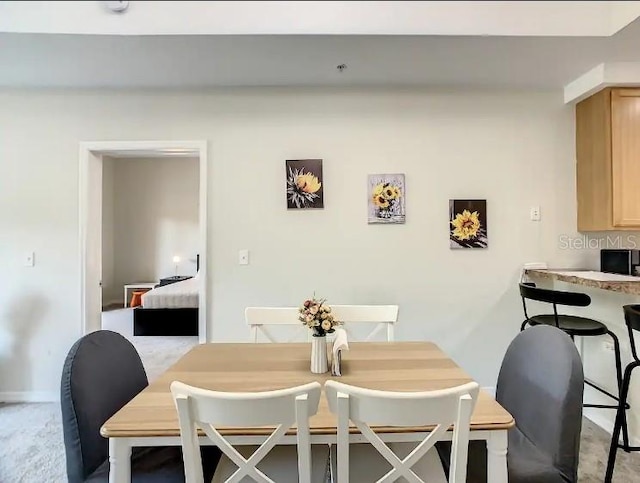 view of carpeted dining room