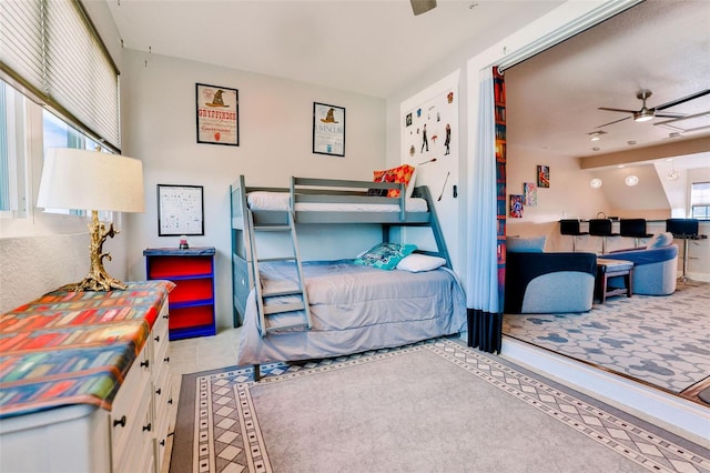 bedroom featuring ceiling fan