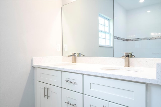 bathroom with dual bowl vanity