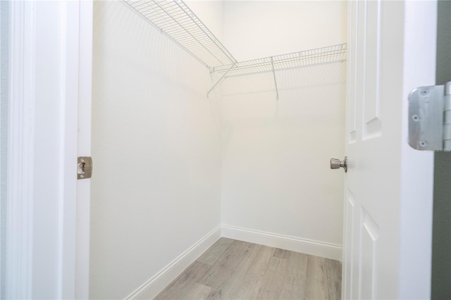 walk in closet featuring light hardwood / wood-style flooring