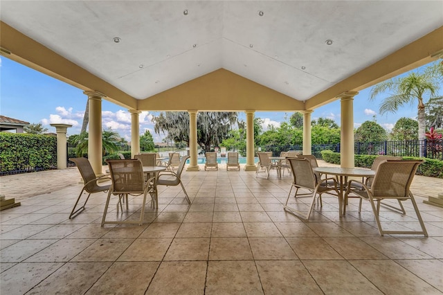 view of patio featuring a gazebo