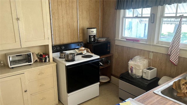 kitchen with range with electric cooktop and sink