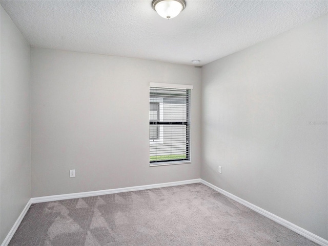 empty room featuring light colored carpet and a textured ceiling