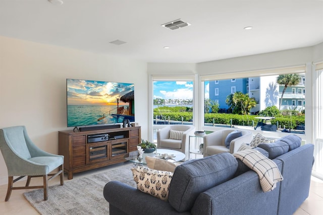 view of tiled living room