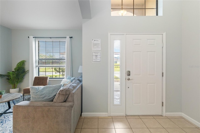 foyer entrance featuring light tile flooring