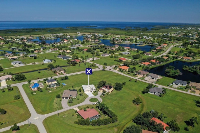 bird's eye view featuring a water view