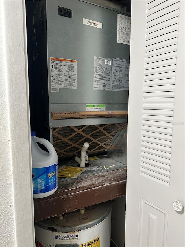 utility room featuring water heater