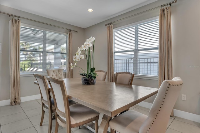 view of tiled dining space